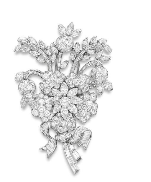A DIAMOND BOUQUET BROOCH, BY VAN CLEEF & ARPELS