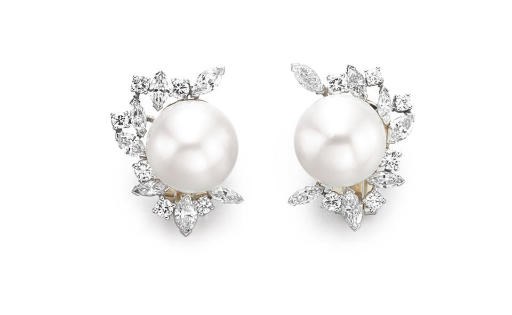 A PAIR OF CULTURED PEARL AND DIAMOND EAR CLIPS, BY MARIANNE OSTIER