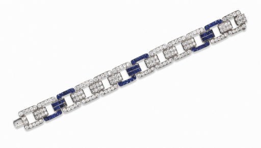 AN ART DECO SAPPHIRE AND DIAMOND BRACELET