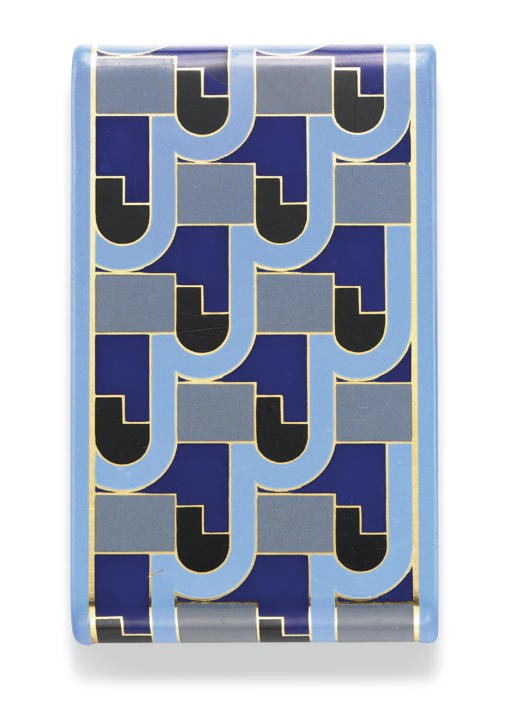 AN ART DECO ENAMEL 'MACHINE AESTHETIC' VANITY CASE, BY VAN CLEEF AND ARPELS