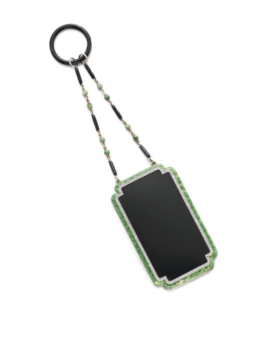 AN ART DECO ENAMEL AND DIAMOND VANITY CASE, BY VAN CLEEF & ARPELS