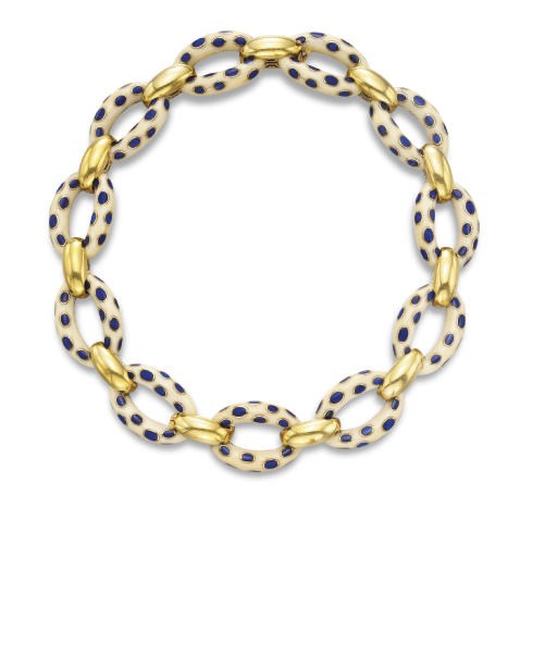 **AN IVORY, LAPIS LAZULI AND GOLD NECKLACE, BY BULGARI