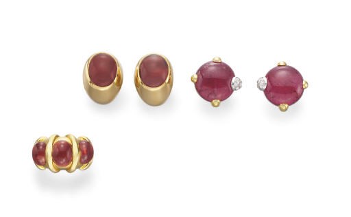 A GROUP OF PINK TOURMALINE JEWELRY