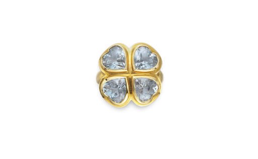 AN AQUAMARINE AND GOLD RING, BY RENE BOIVIN