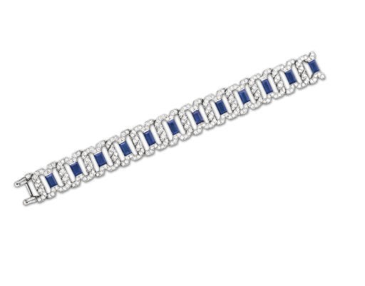 A SAPPHIRE AND DIAMOND BRACELET