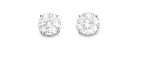 A PAIR OF DIAMOND EAR STUDS
