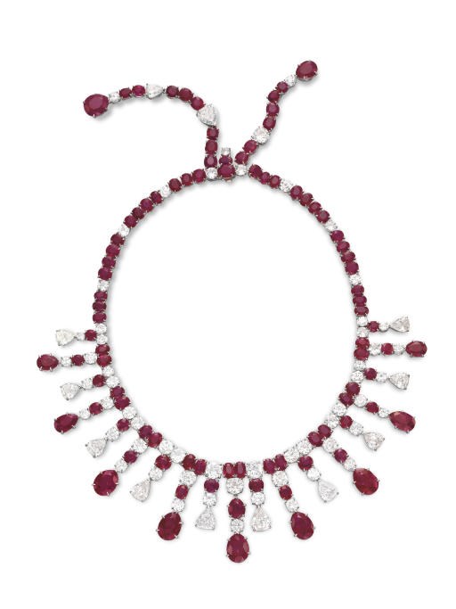 AN IMPORTANT RUBY AND DIAMOND NECKLACE