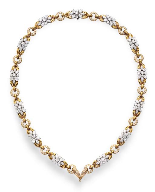 A DIAMOND AND GOLD NECKLACE, BY HARRY WINSTON