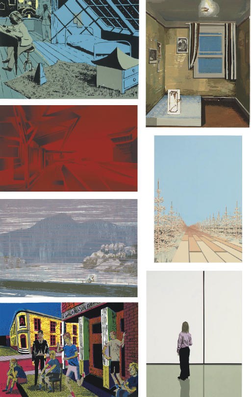 Tilo Baumgärtel (b. 1972), Peter Busch, Tim Eitel (b. 1971), Martin Kobe (b. 1973), Christophe Ruckhäberle (b. 1972), David Schnell (b. 1971) and Matthias Weischer (b. 1973)