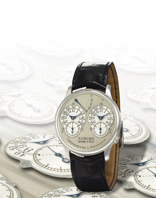 F.P. JOURNE. A FINE AND RARE PLATINUM DUAL TIME ZONE WRISTWATCH WITH POWER RESERVE
