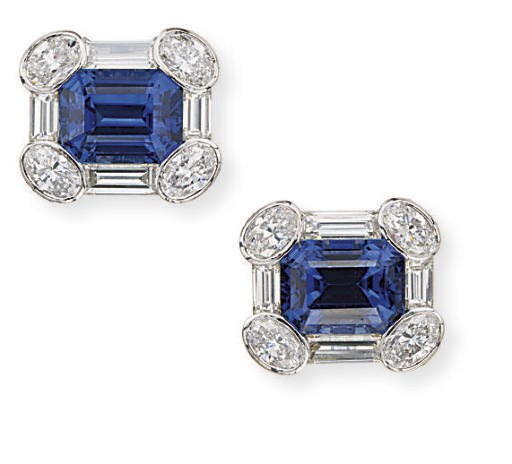 A PAIR OF SAPPHIRE AND DIAMOND CUFFLINKS, BY ASSIL