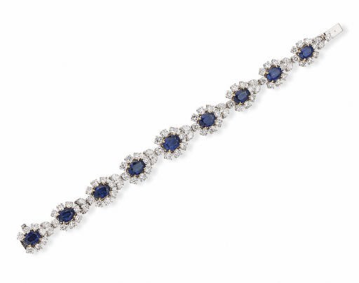 A SAPPHIRE AND DIAMOND BRACELET