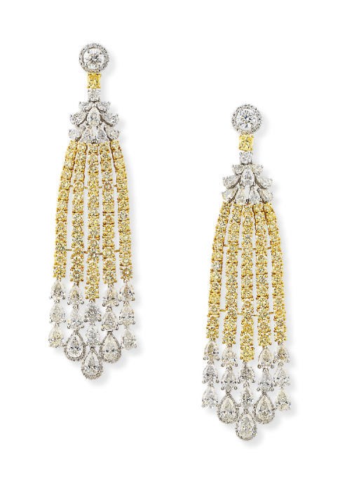 A PAIR OF DIAMOND EAR PENDANTS, BY MICHAEL YOUSSOUFIAN