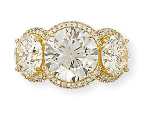 A THREE-STONE DIAMOND RING, BY ASSIL