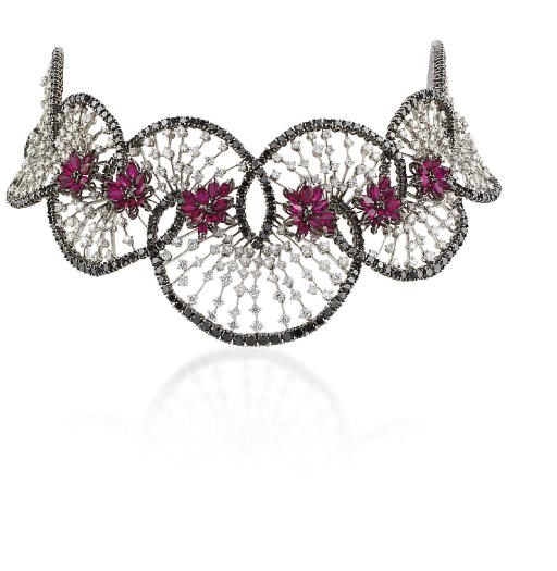 A DIAMOND AND RUBY NECKLACE, BY STEFAN HAFNER