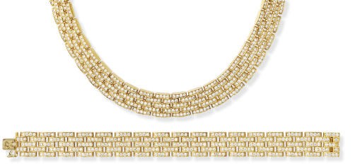 A DIAMOND AND MOTHER-OF-PEARL SET, BY MAUBOUSSIN