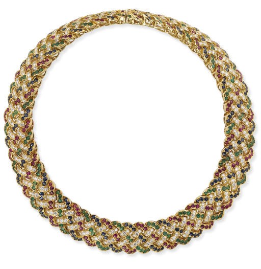 A GEM-SET AND DIAMOND NECKLACE, BY MAUBOUSSIN