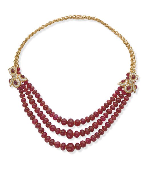 A RUBY AND DIAMOND NECKLACE