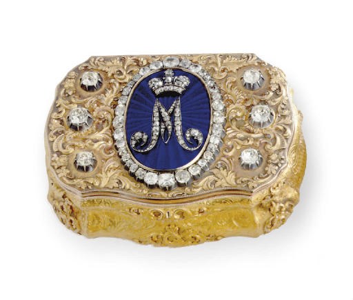 A CONTINENTAL GOLD, ENAMEL AND GEM-SET SNUFF BOX