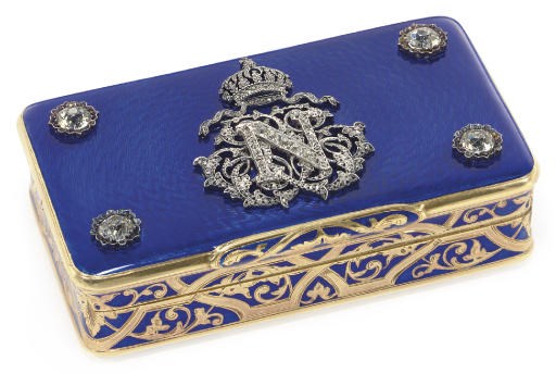 A CONTINENTAL GOLD, ENAMEL AND GEM-SET SNUFF BOX