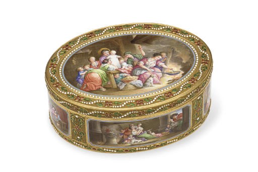 A FINE SWISS GOLD AND ENAMEL SNUFF BOX
