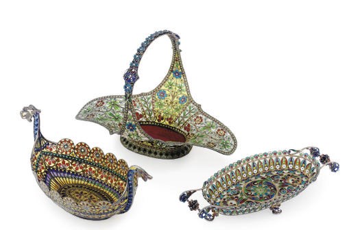 A GROUP OF THREE SCANDINAVIAN SILVER PLIQUE-A-JOUR OBJECTS