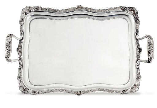 A RUSSIAN SILVER TWO-HANDLED TRAY