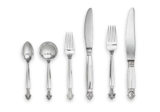 A DANISH SILVER FLATWARE SERVICE