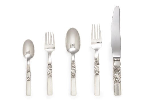 A DANISH SILVER FLATWARE SERVICE