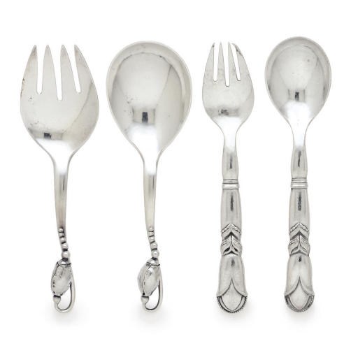 A GROUP OF DANISH SILVER SERVING PIECES