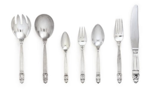 A DANISH SILVER FLATWARE SERVICE