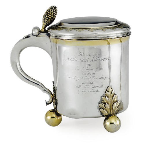 A SWEDISH PARCEL-GILT SILVER TANKARD