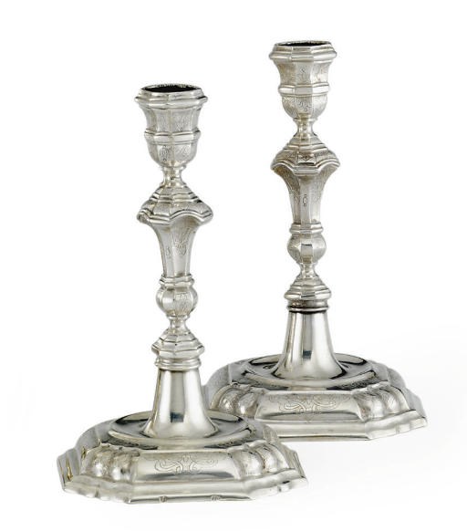 A PAIR OF GERMAN SILVER CANDLESTICKS