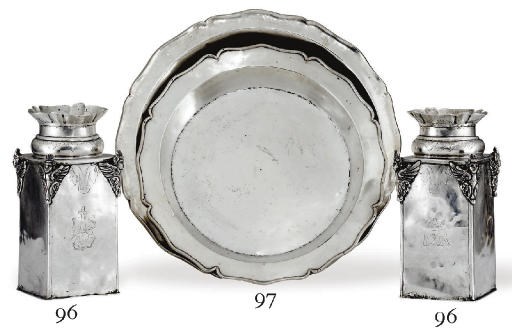 TWO SPANISH COLONIAL SILVER SERVING DISHES