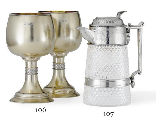 A VICTORIAN SILVER-MOUNTED GLASS CLARET JUG