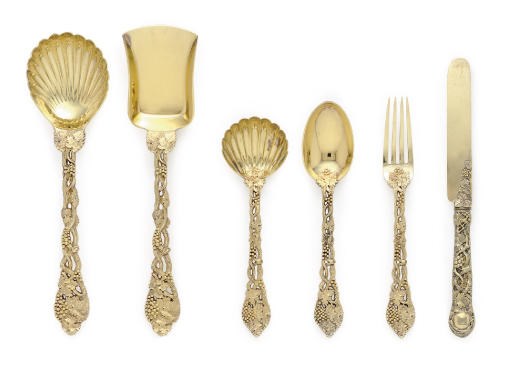 A FINE VICTORIAN SILVER-GILT DESSERT SERVICE