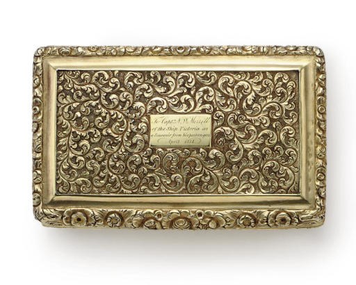 A GEORGE IV SILVER-GILT PRESENTATION SNUFF BOX