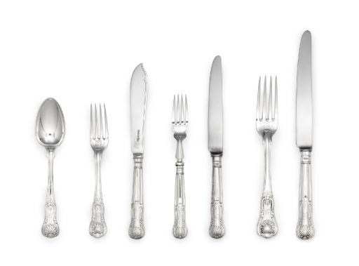 AN ASSEMBLED ENGLISH SILVER TABLE SERVICE