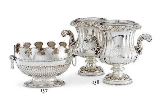 A PAIR OF GEORGE IV SHEFFIELD-PLATED WINE COOLERS