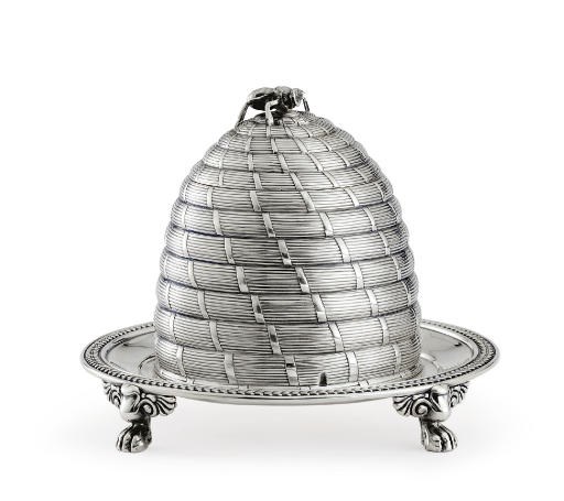 A GEORGE III SILVER HONEY POT