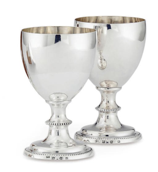 A PAIR OF GEORGE III SCOTTISH SILVER GOBLETS