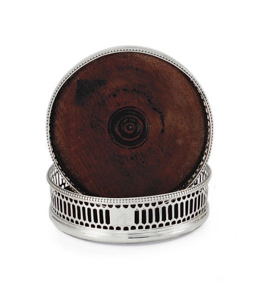 A PAIR OF GEORGE III SILVER WINE COASTERS