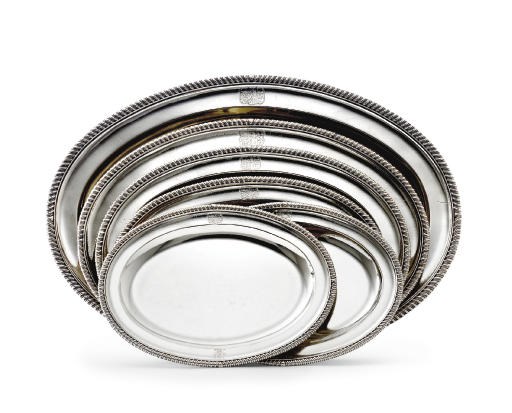 A SUITE OF GEORGE III SILVER GRADUATED MEAT DISHES