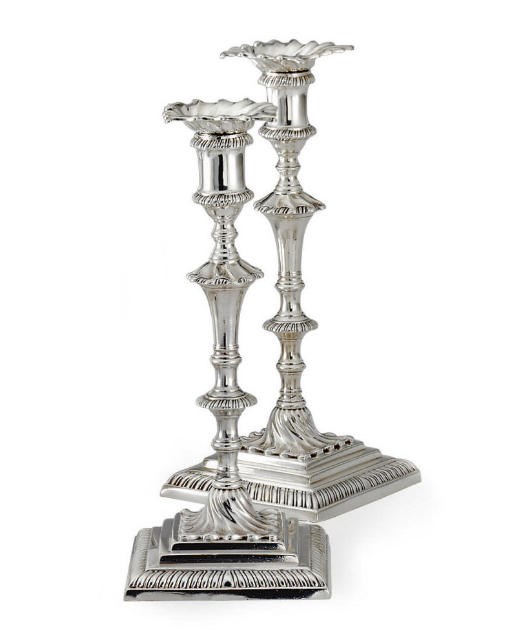 A PAIR OF GEORGE II SILVER CANDLESTICKS