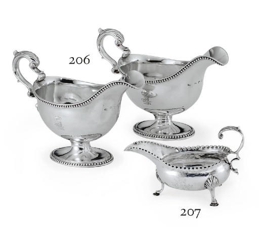 A PAIR OF GEORGE III SILVER SAUCEBOATS