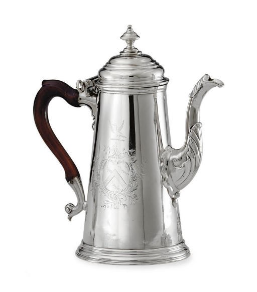 A GEORGE II SILVER CHOCOLATE POT