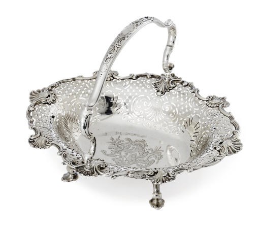 A FINE GEORGE II SILVER CAKE BASKET
