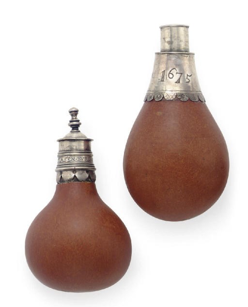 TWO SILVER-MOUNTED GOURD BOTTLES