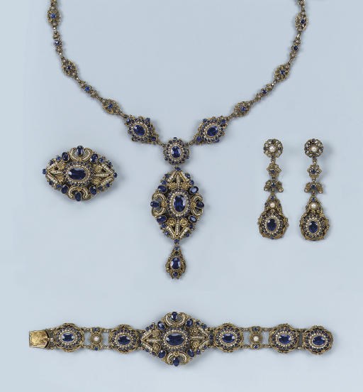 TWO ANTIQUE PASTE, EMERALD AND SEEDPEARL SUITES