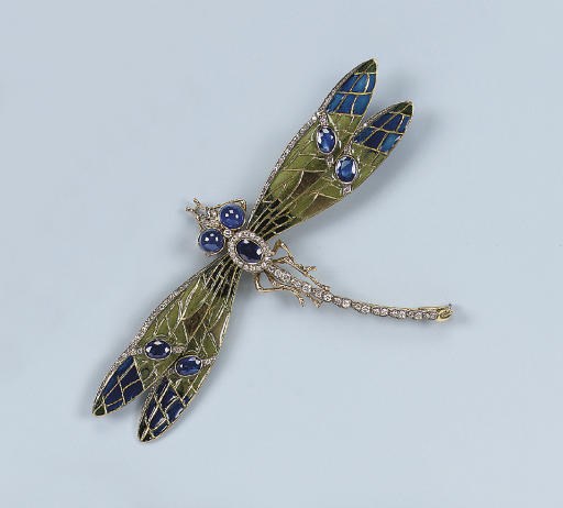 AN ENAMEL DRAGONFLY BROOCH, BY W. LANGE